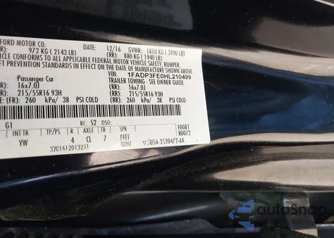 2017 Ford Focus Se из США, поврежденный, VIN 1FADP3FE0HL210499